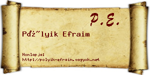 Pólyik Efraim névjegykártya